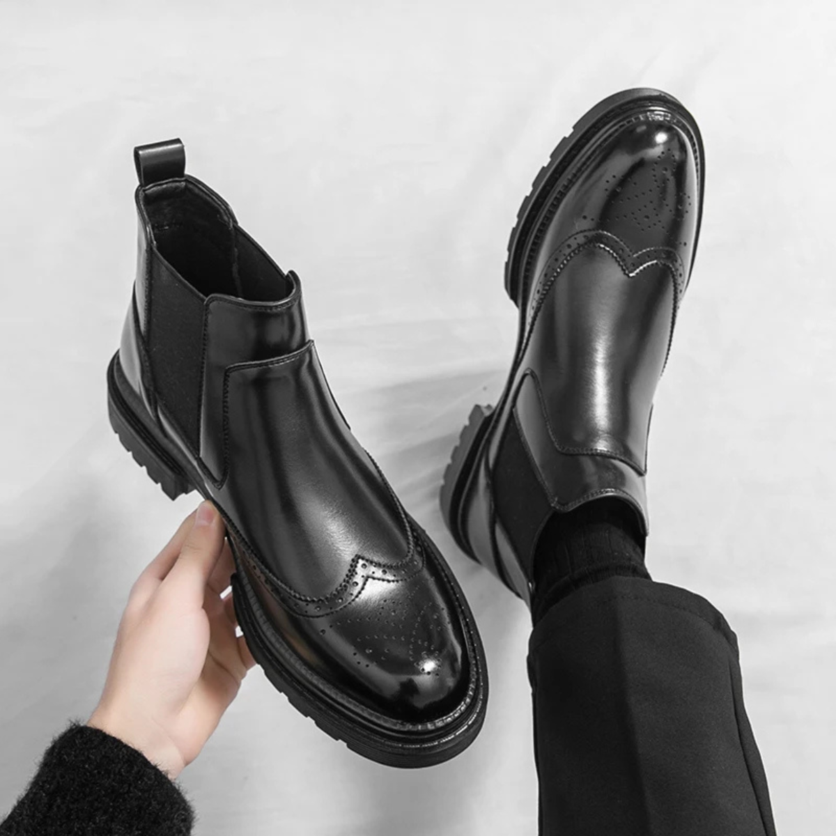 The Ortisei Men’s Retro Business Dress Chelsea Boots with Anti-Slip Sole