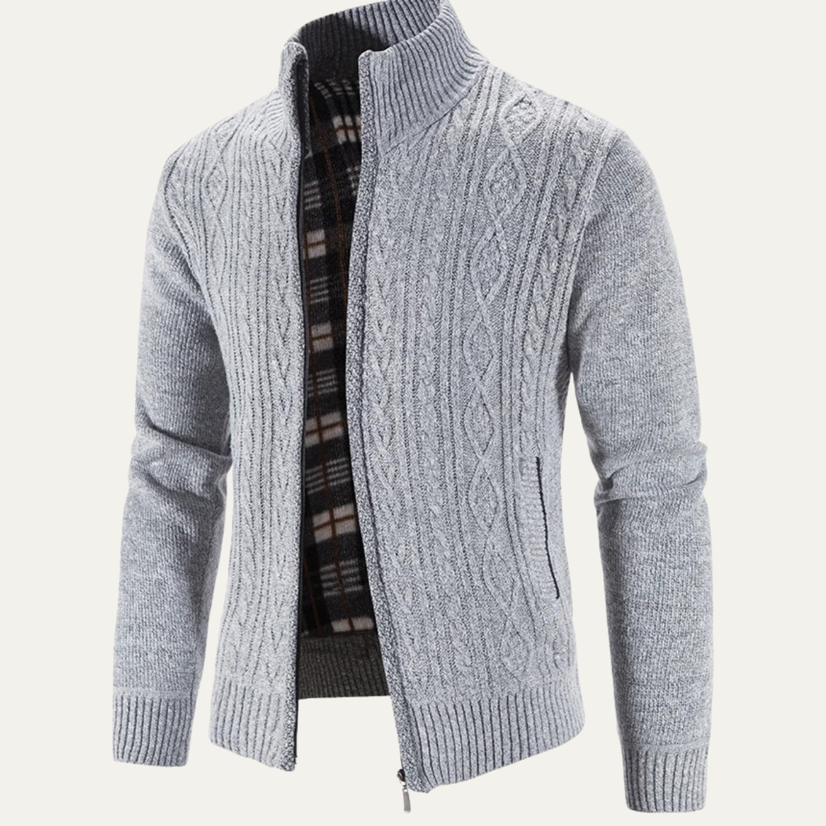 The Pienza Men’s Warm Fleece Zip Up Knit Jacket