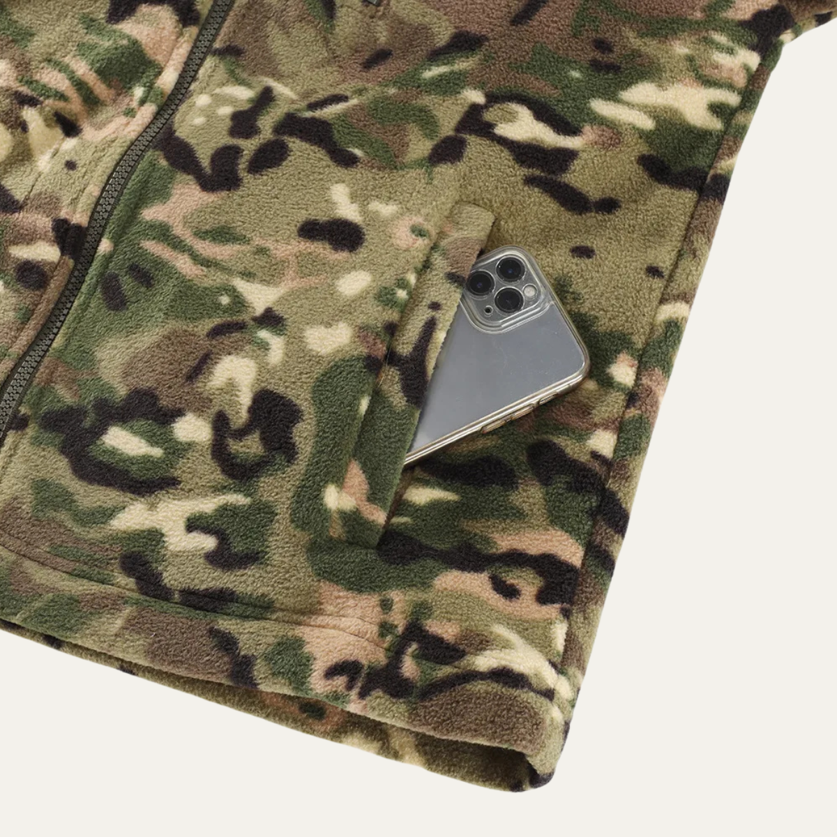 The Lecco Men’s Warm Outdoor Zip Up Fleece Camouflage Jacket