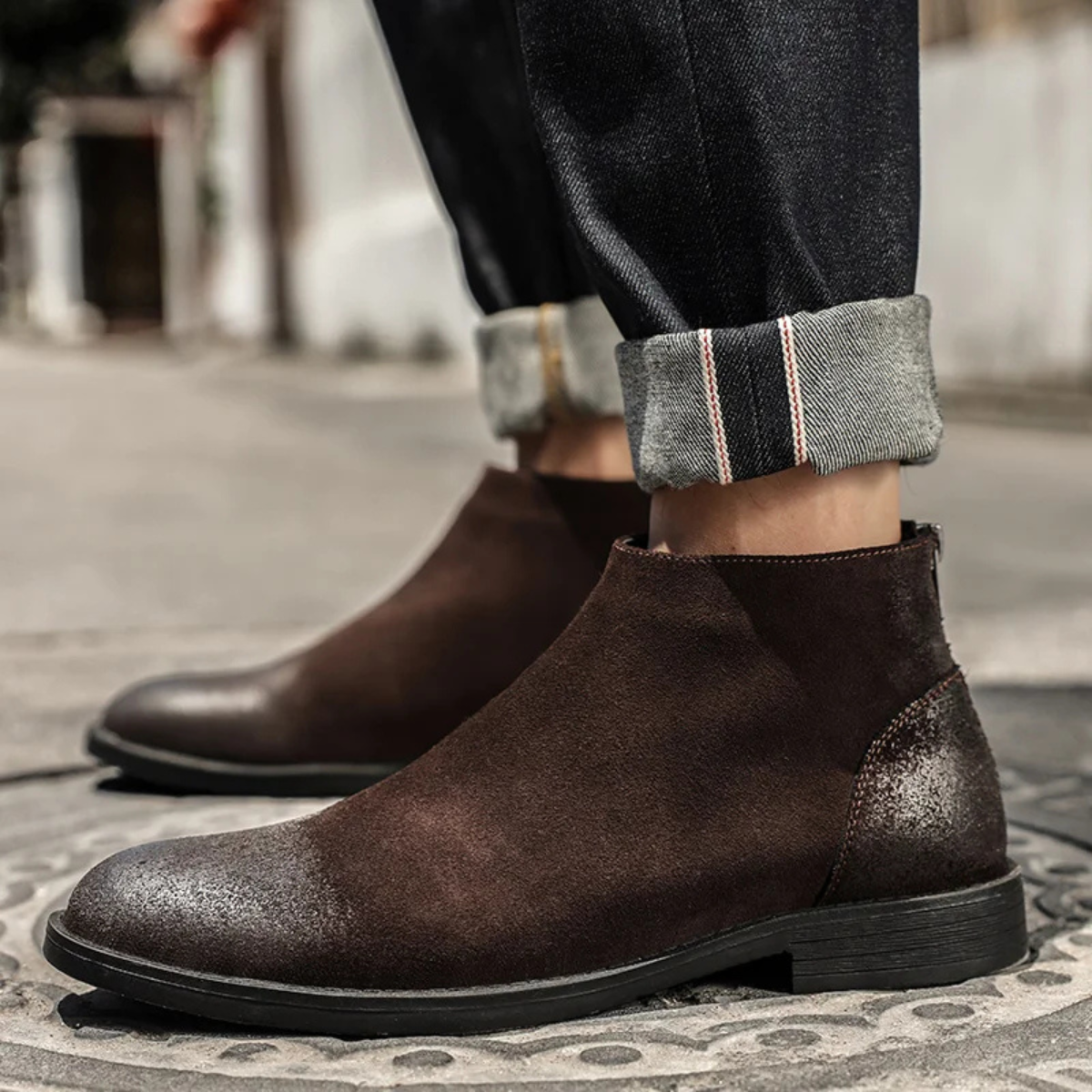 The Villefranche Men’s Trendy Vintage Suede Chelsea Boots