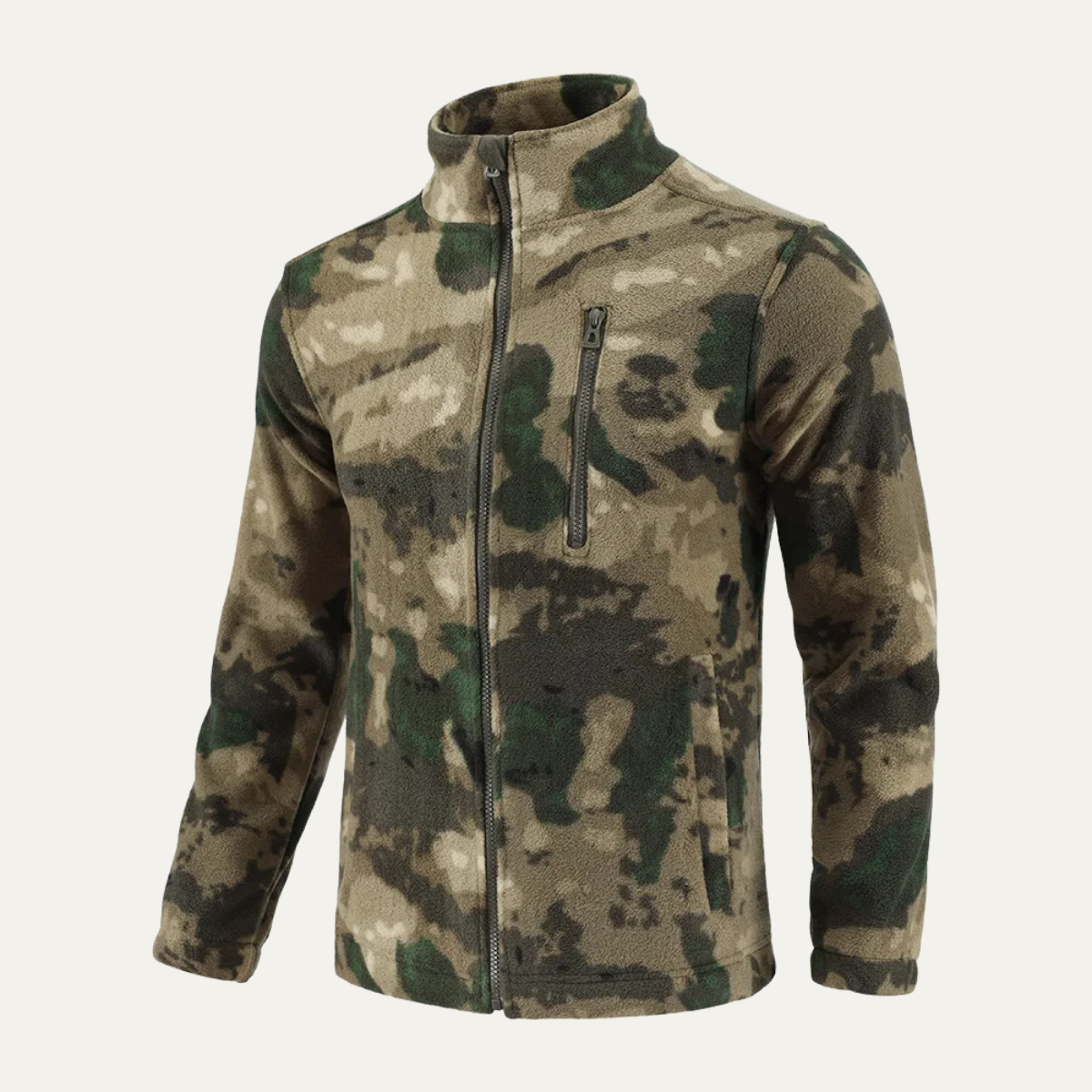 The Lecco Men’s Warm Outdoor Zip Up Fleece Camouflage Jacket