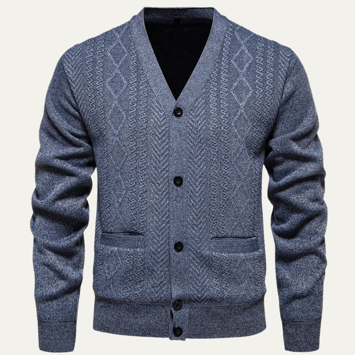 The Llangollen Men's Button Up Casual Knit Cardigan with Pockets