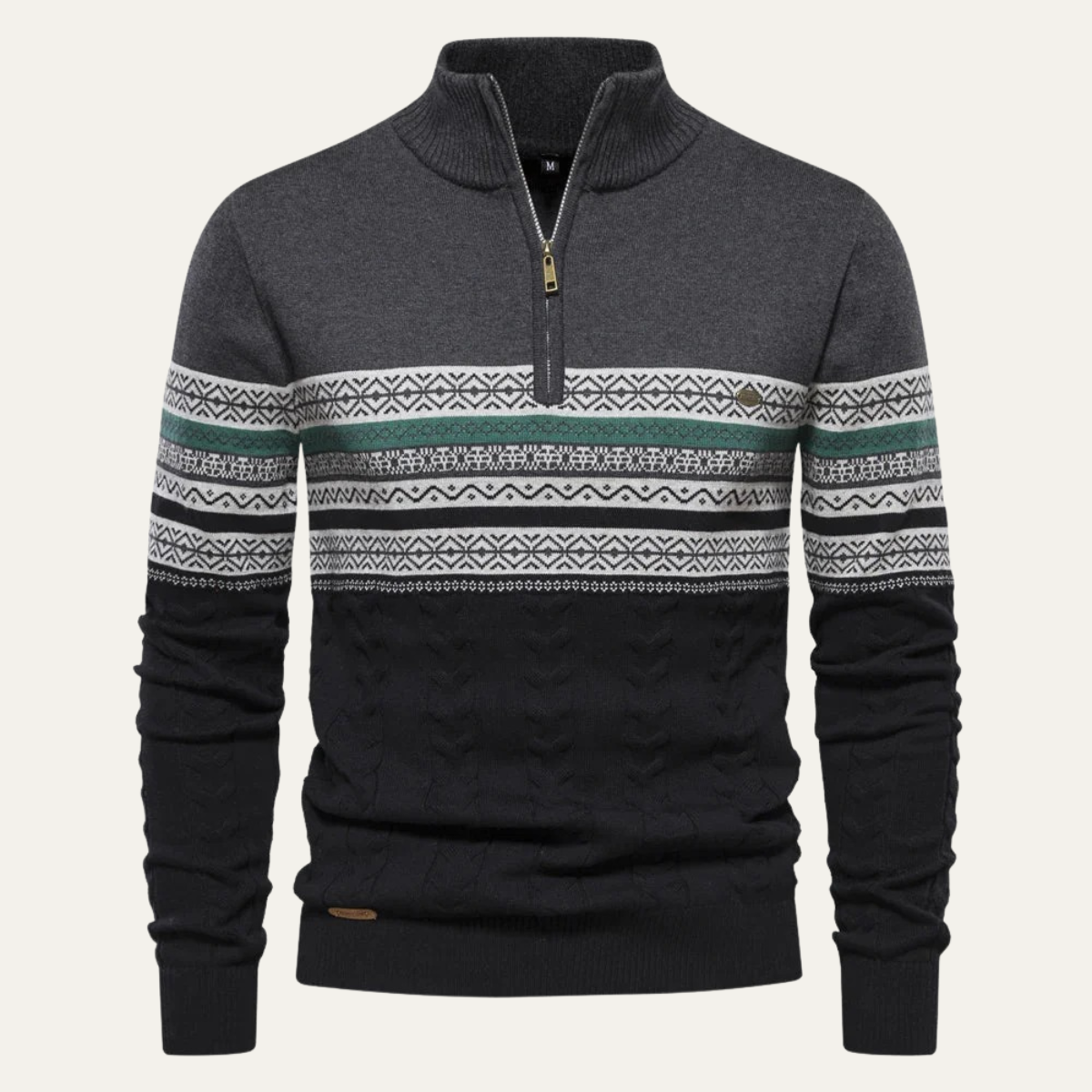 The Chatsworth Men's Quarter Zip Cotton Jumper – Fair Isle Knit
