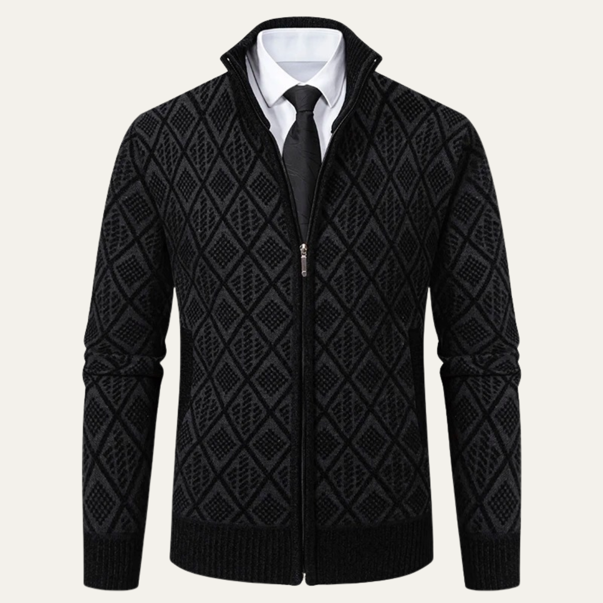 The Arezzo Men’s Smart Casual Diamond Patterned Knit Jacket