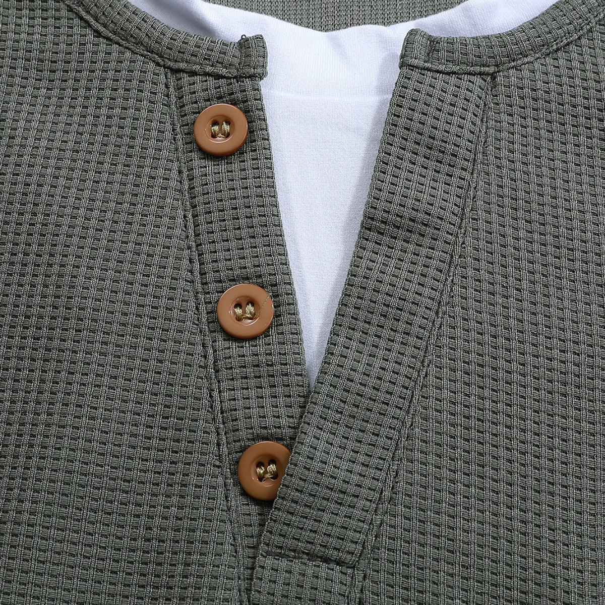 The Otranto Men’s Casual Waffle Knit Henley Shirt