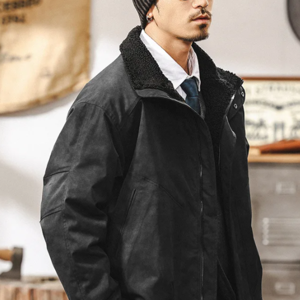 The Hampton Men’s Suede Fleece Lined Bomber Jacket