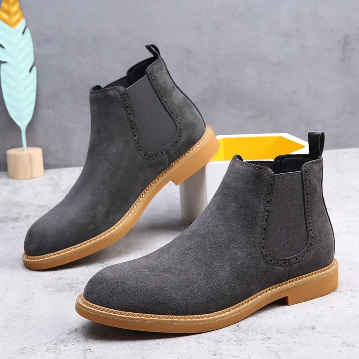 The Carpentras Men’s Casual Slip On Suede Chelsea Dress Boots