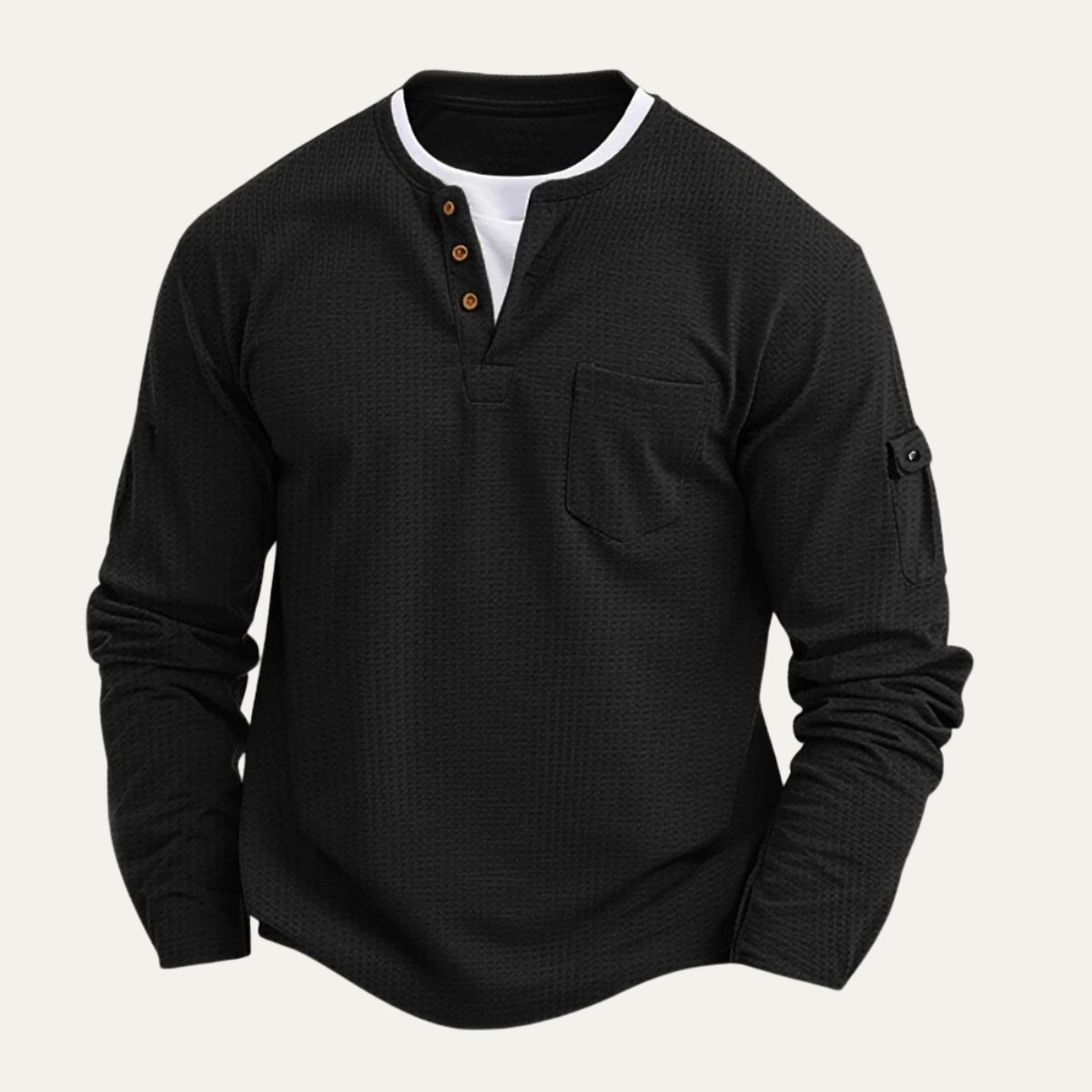 The Maremma Men’s Casual Henley Waffle Knit Jumper
