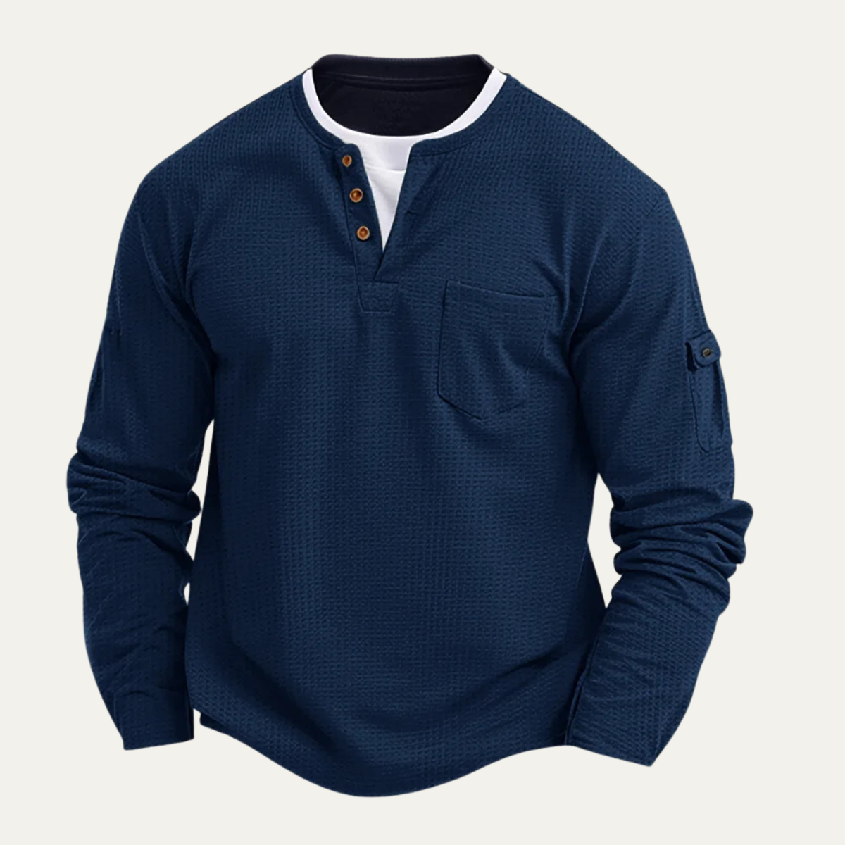 The Maremma Men’s Casual Henley Waffle Knit Jumper