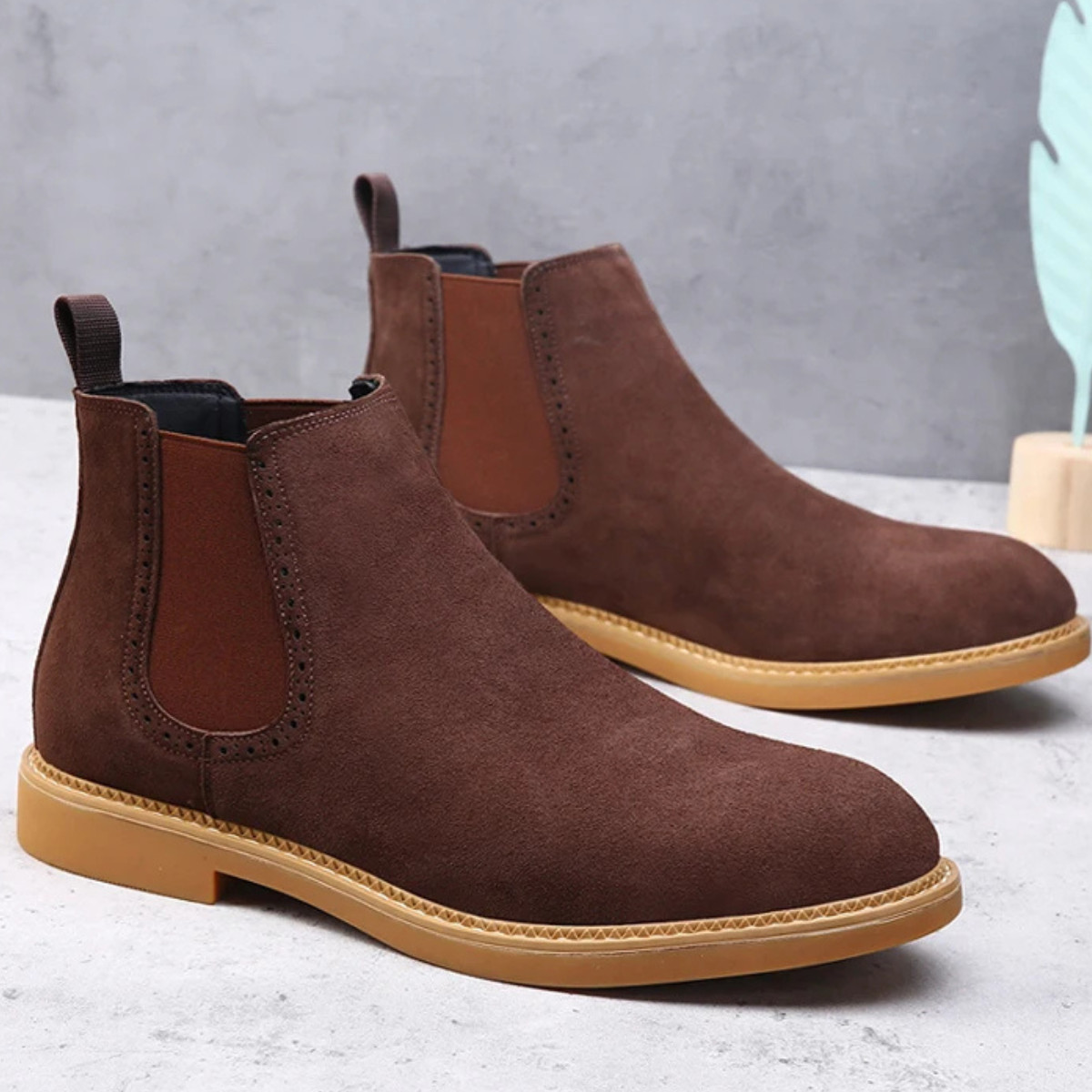 The Carpentras Men’s Casual Slip On Suede Chelsea Dress Boots