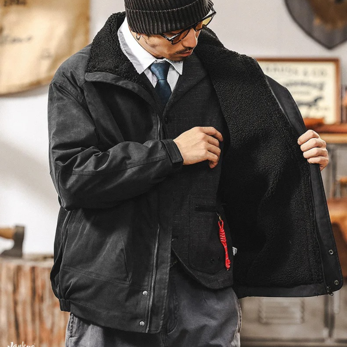 The Hampton Men’s Suede Fleece Lined Bomber Jacket