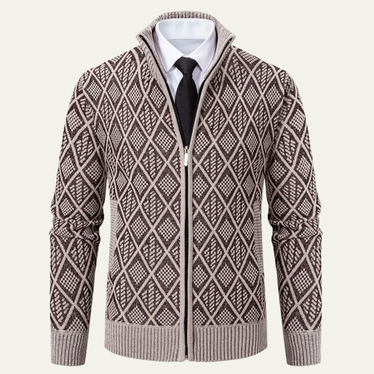 The Arezzo Men’s Smart Casual Diamond Patterned Knit Jacket