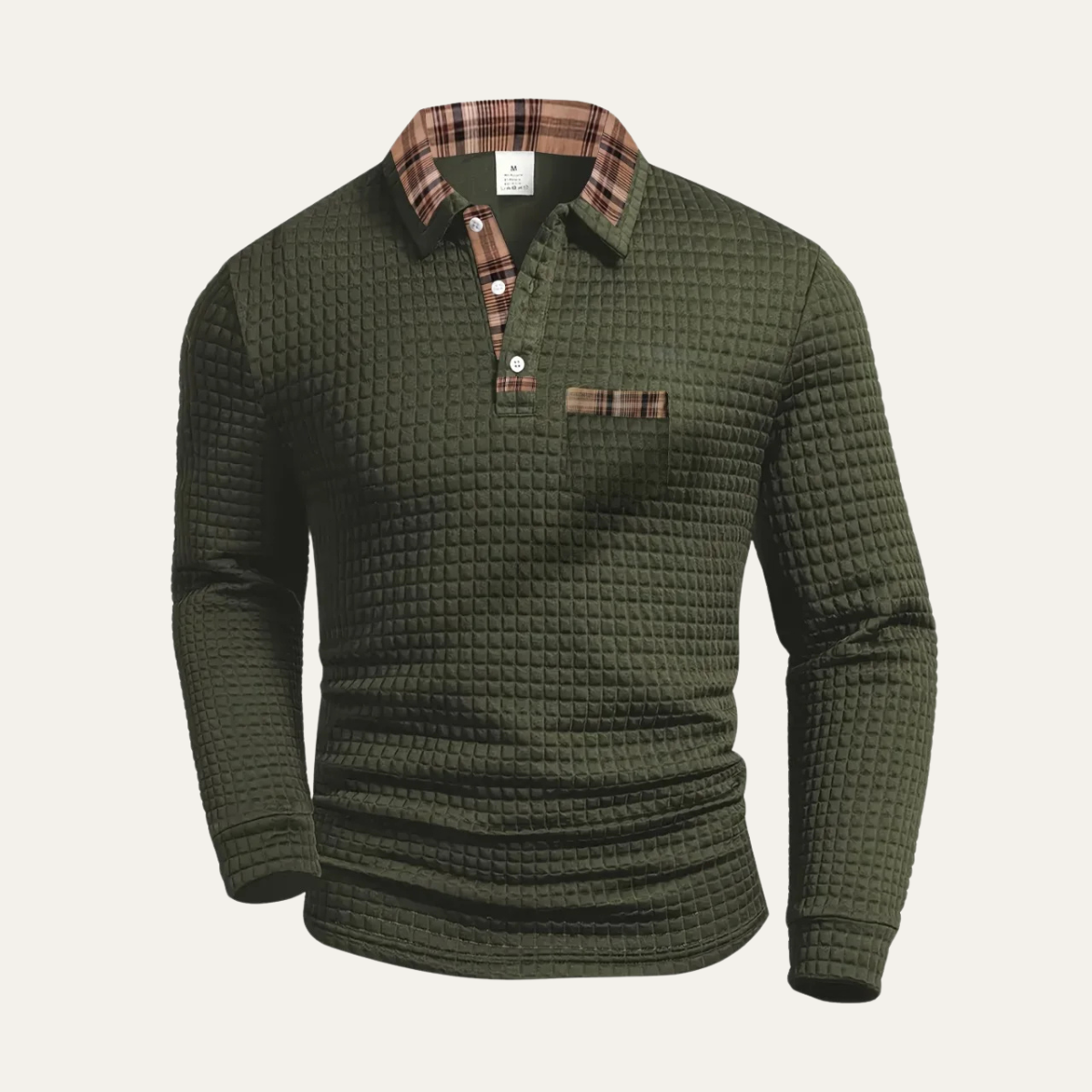 The Saturnia Men’s Waffle Knit Polo Jumper with Plaid Collar