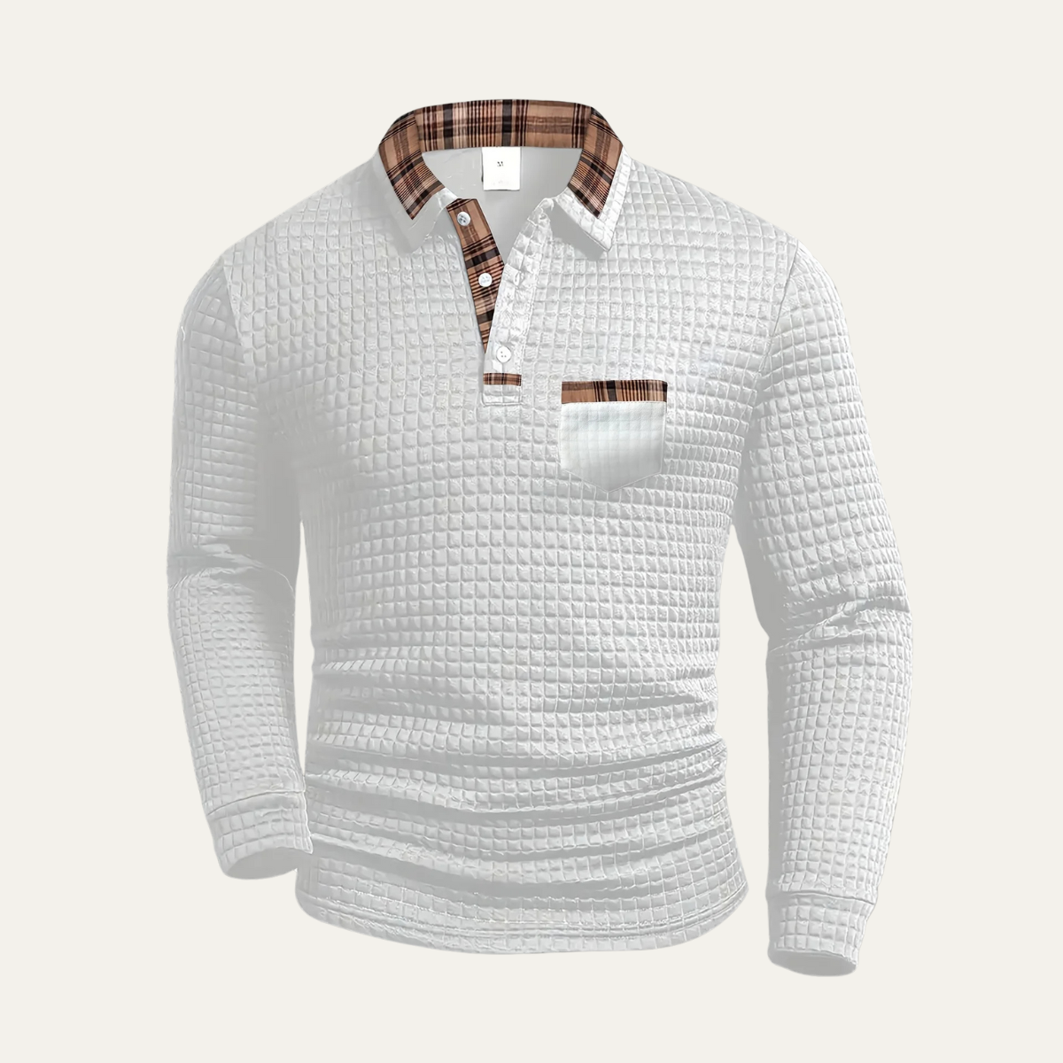 The Saturnia Men’s Waffle Knit Polo Jumper with Plaid Collar