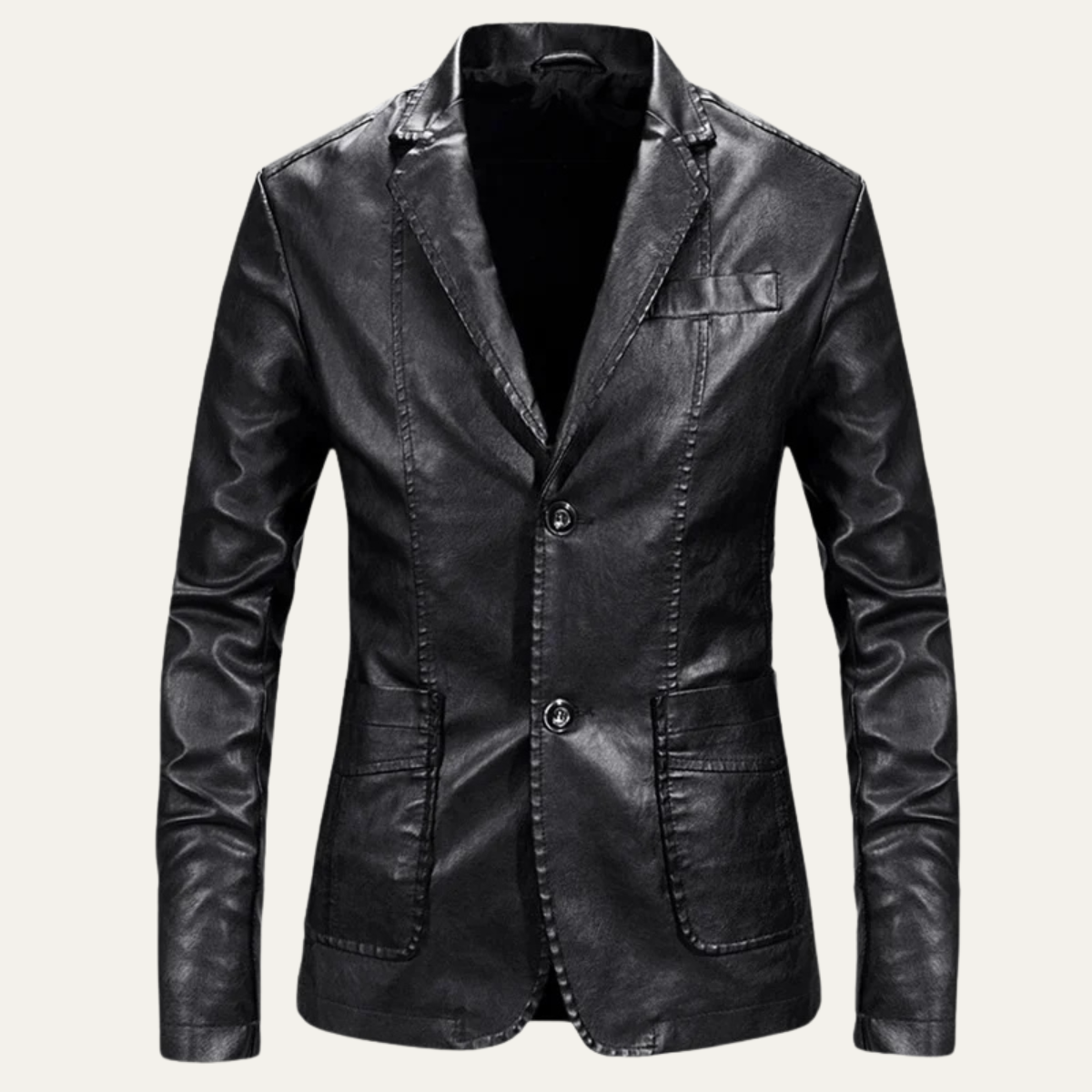 The Napoli Men’s Stylish Slim Fit Leather Business Blazer Jacket