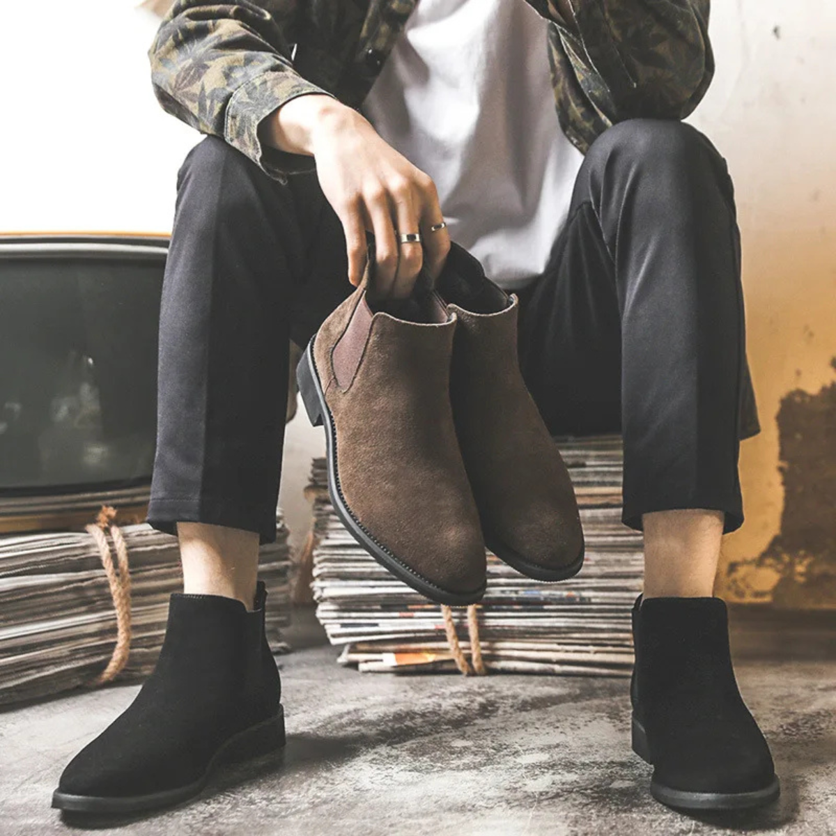 The Scalea Men’s Smart Suede Ankle Boots Chelsea Boots