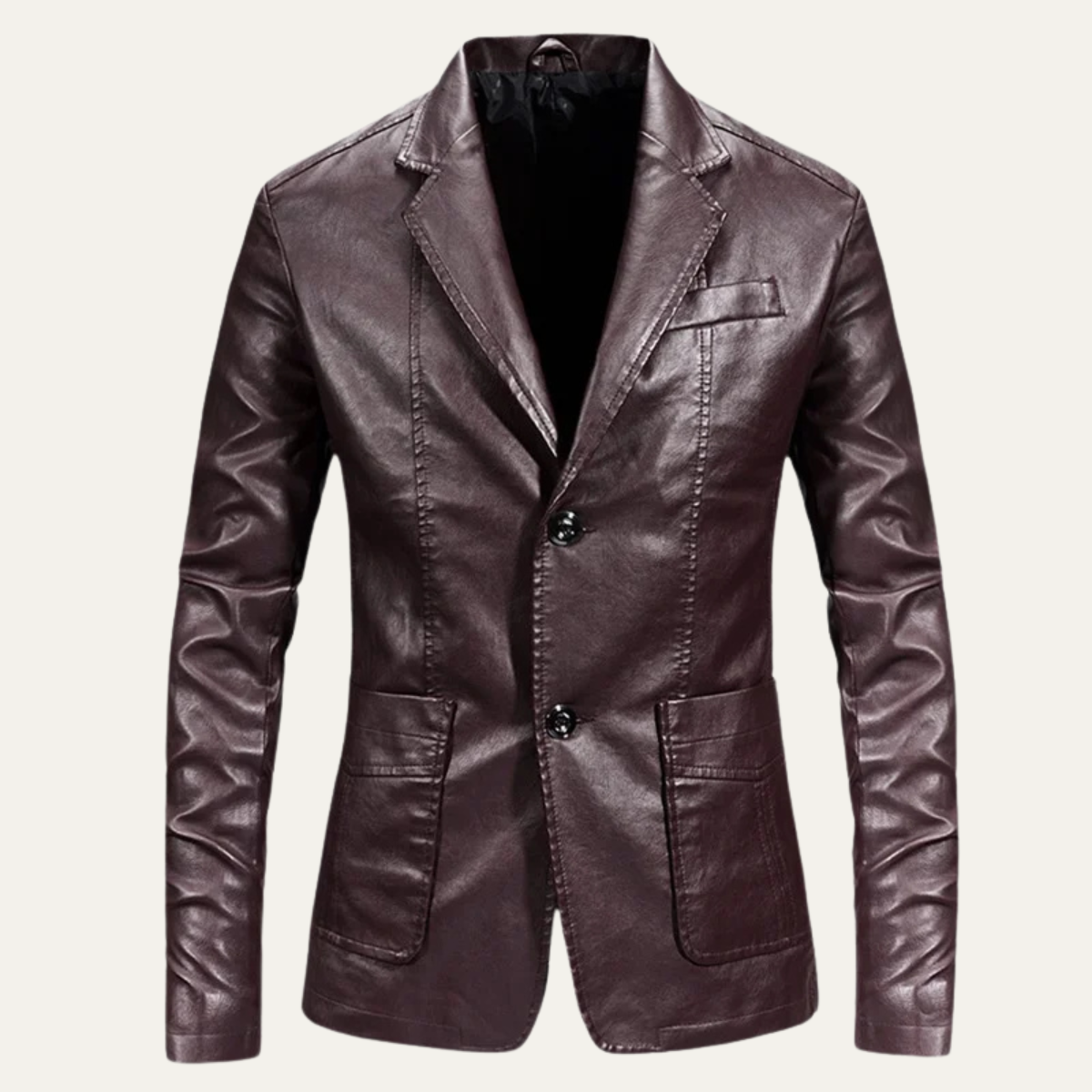 The Napoli Men’s Stylish Slim Fit Leather Business Blazer Jacket