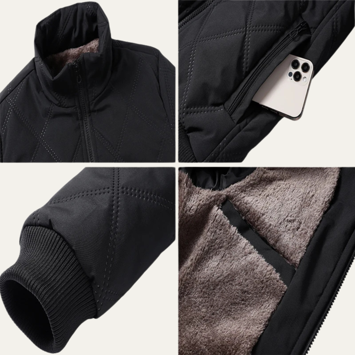 The Barbaresco Men’s Padded Zip Up  Winter Quilted Fleece Jacket