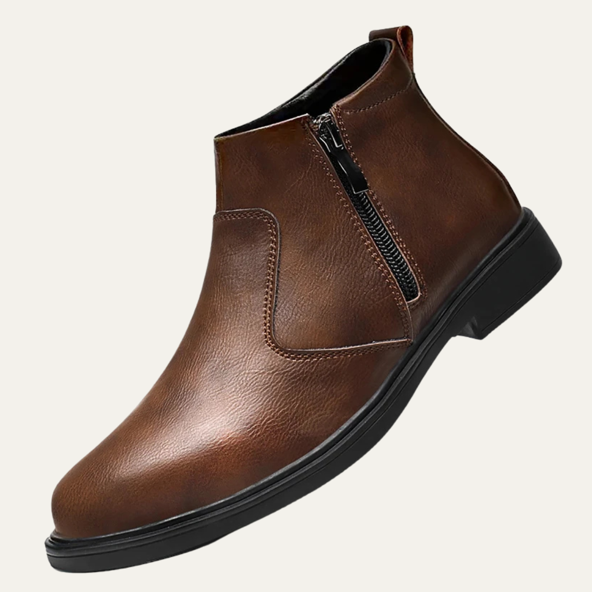The Amantea Men’s Casual Leather Zipper Ankle Dress Boots