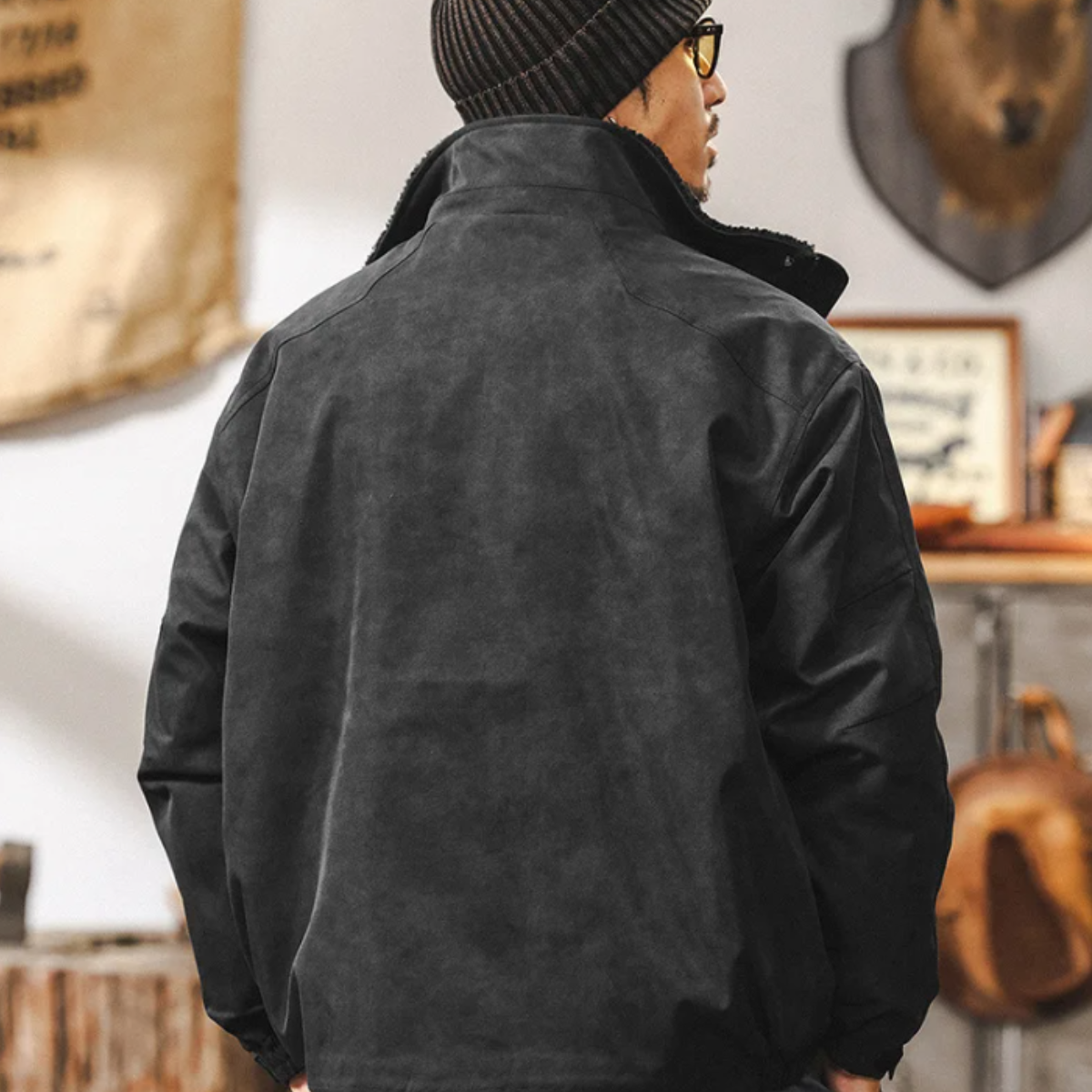 The Hampton Men’s Suede Fleece Lined Bomber Jacket