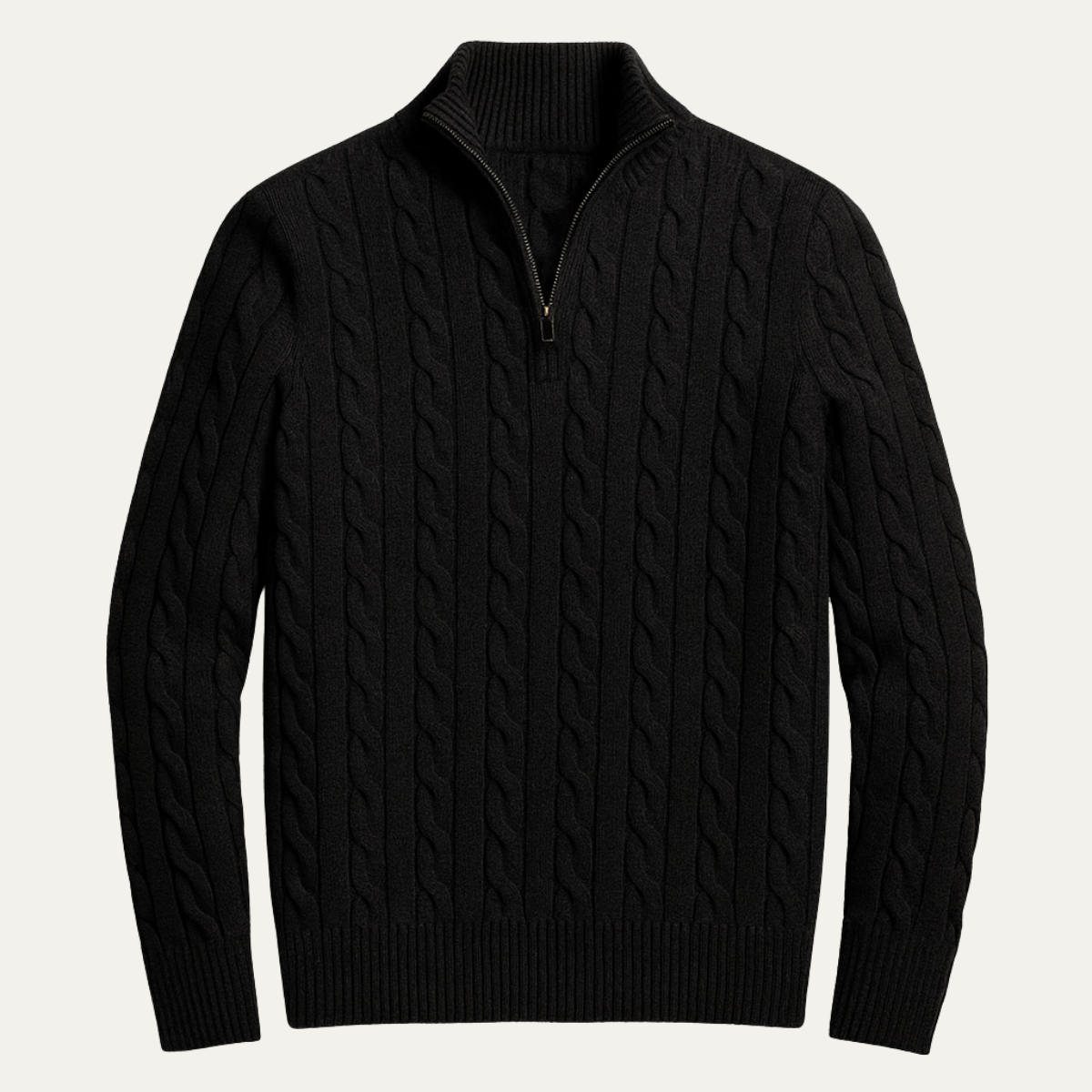 The Genova Men’s Cable Knit Half Zip Mock Neck Sweater