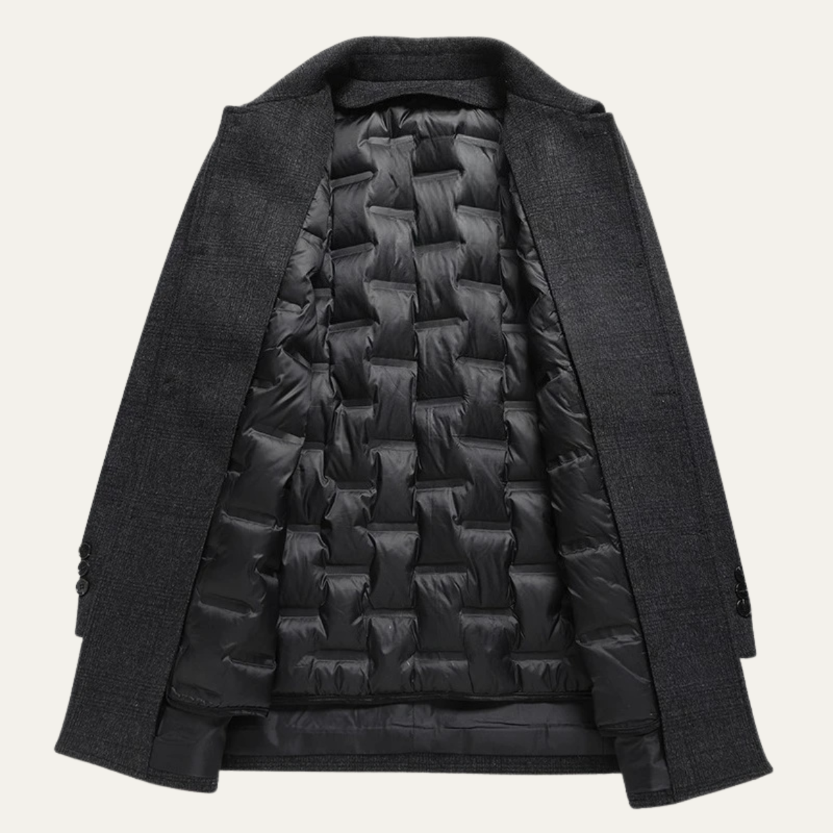 The Dobbiaco Men’s Winter Plaid Wool Blend Overcoat with Quilted Lining