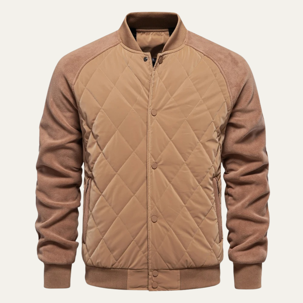 The Ryde Men’s Casual Patchwork Winter Quilted Bomber Jacket
