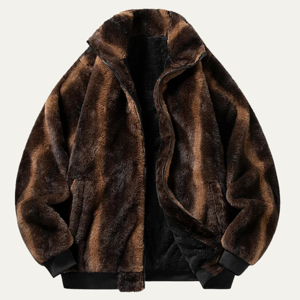 The Lucca Men’s Soft Plush Zip Up Fur Fleece Jacket