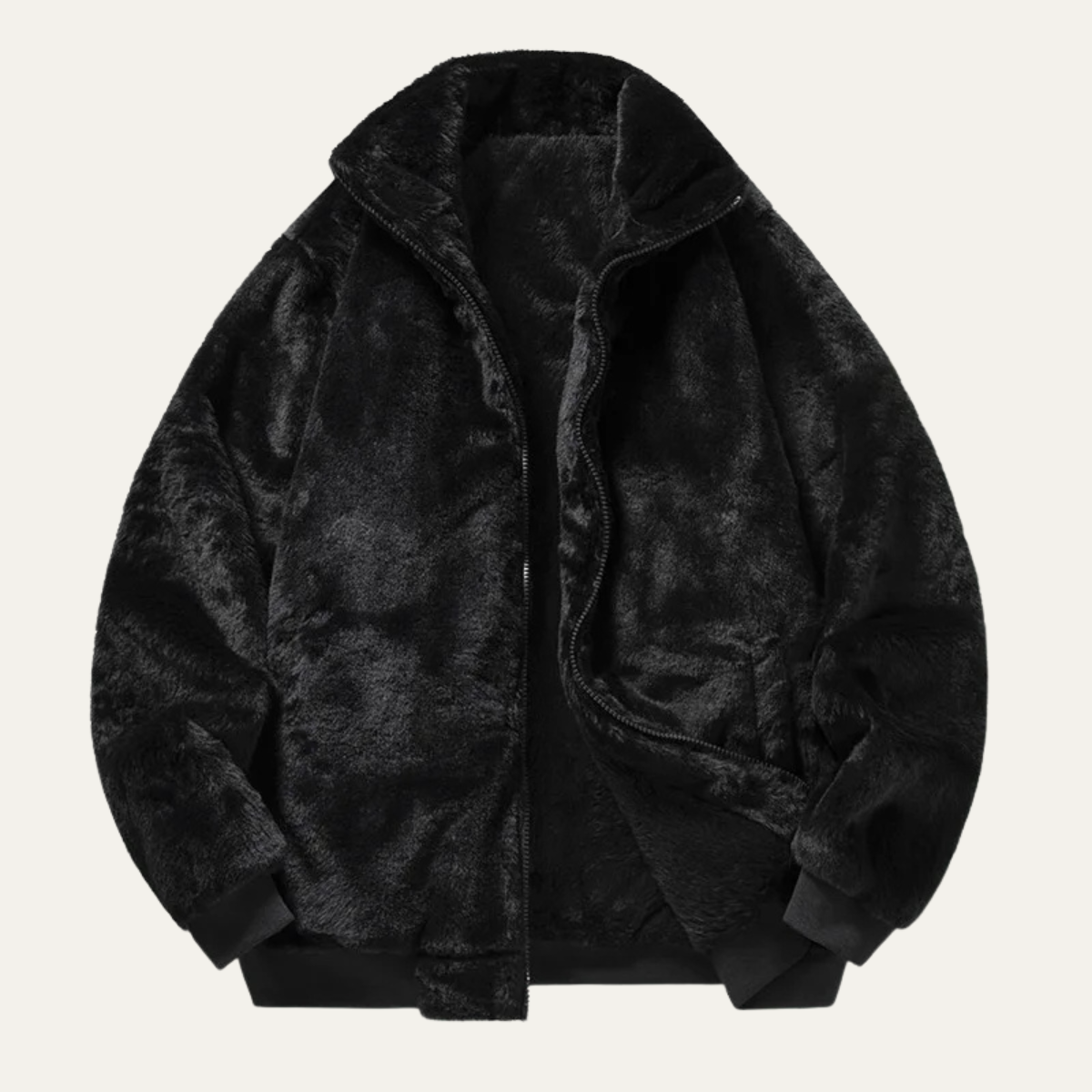 The Lucca Men’s Soft Plush Zip Up Fur Fleece Jacket