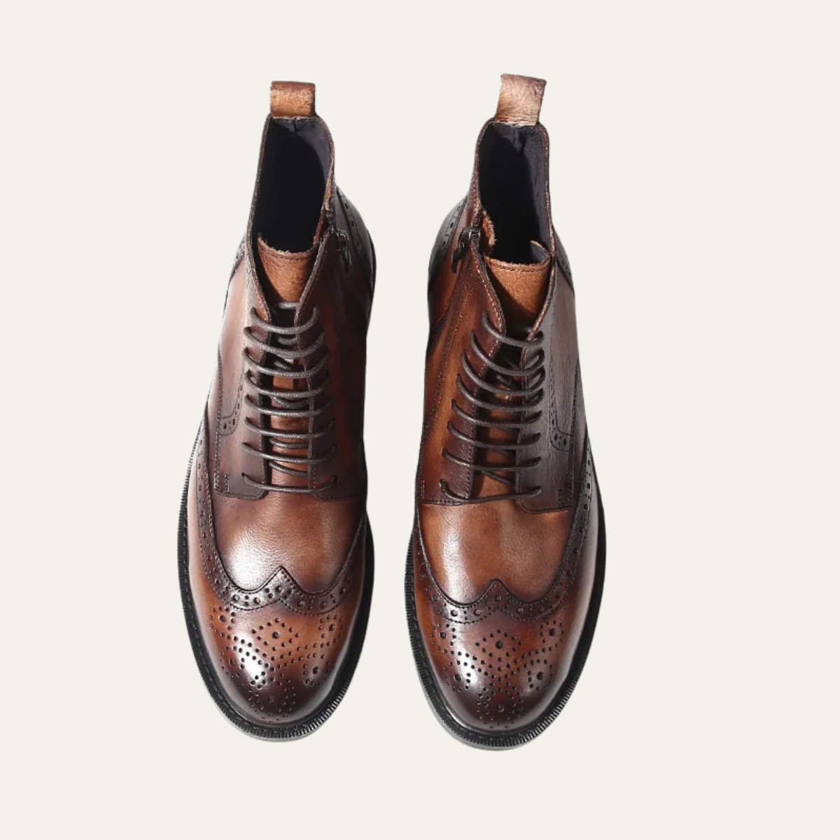 The Cerveteri Men's Leather Brogue Lace Up Dress Boots