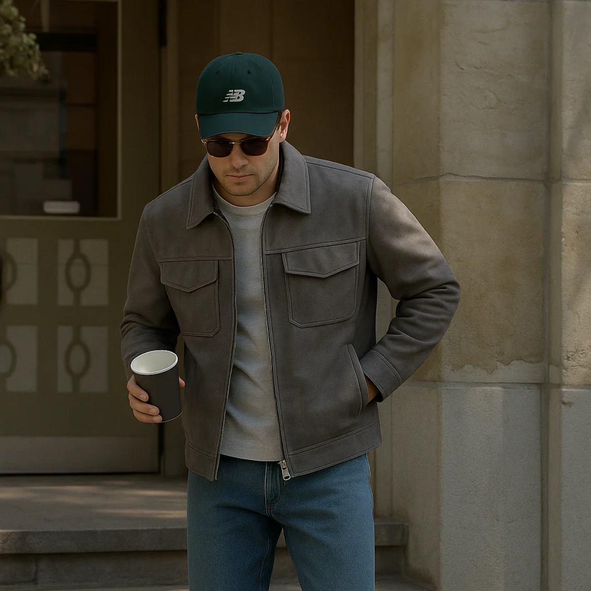 The Monte Carlo Men’s Grey Suede Jacket – Minimalist Luxury Winter Overshirt