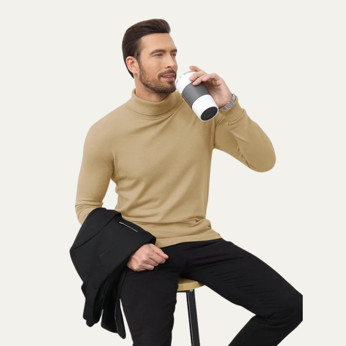 The Brighton Men's Slim Fit Cotton Classic Turtleneck Jumper