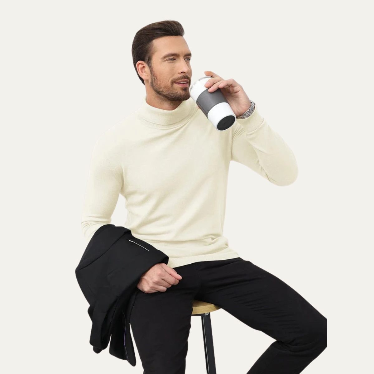 The Brighton Men's Slim Fit Cotton Classic Turtleneck Jumper