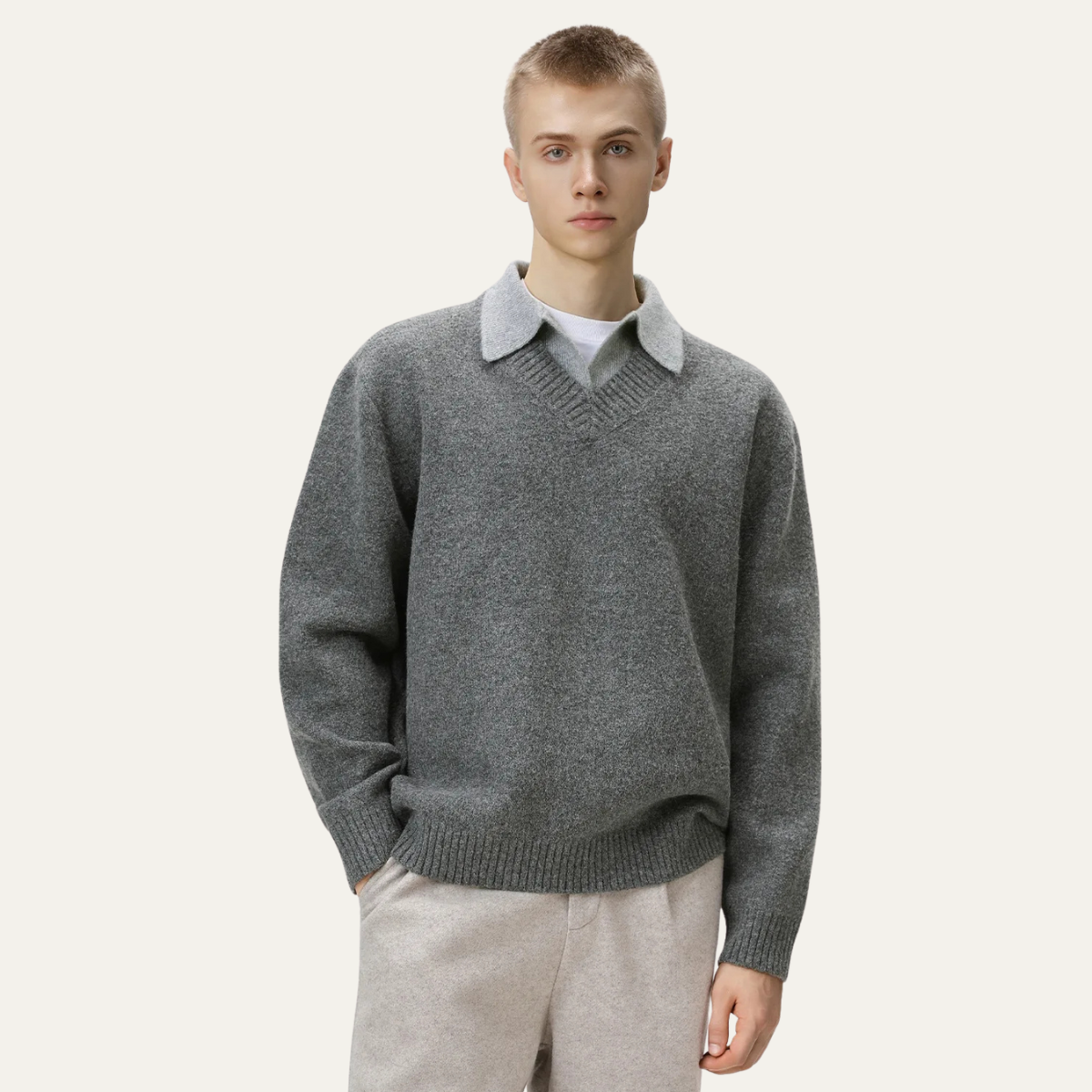 The Campobasso Men’s Wool Blend Polo Collar Knit Jumper
