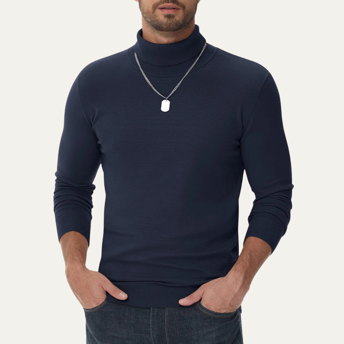 The Brighton Men's Slim Fit Cotton Classic Turtleneck Jumper