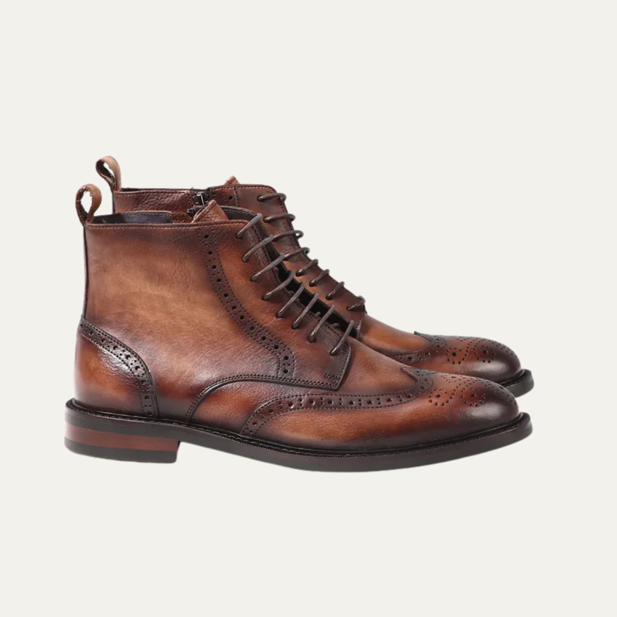 The Cerveteri Men's Leather Brogue Lace Up Dress Boots
