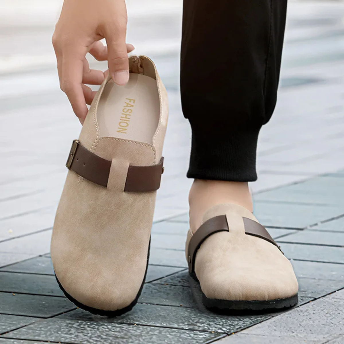 The Leicester Men's Suede Slip On Buckle Moccasin Slipper