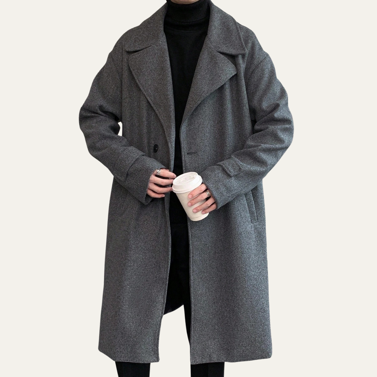 The Woolwich Men’s Smart Camel Wrap Wool Coat with Belt