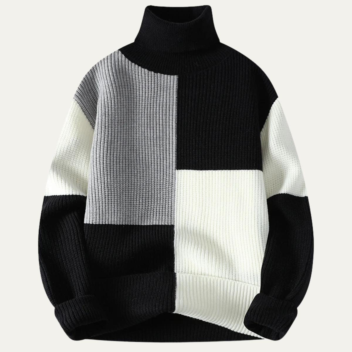 The Castelmola Men’s Knitted Colour Block Turtleneck Jumper