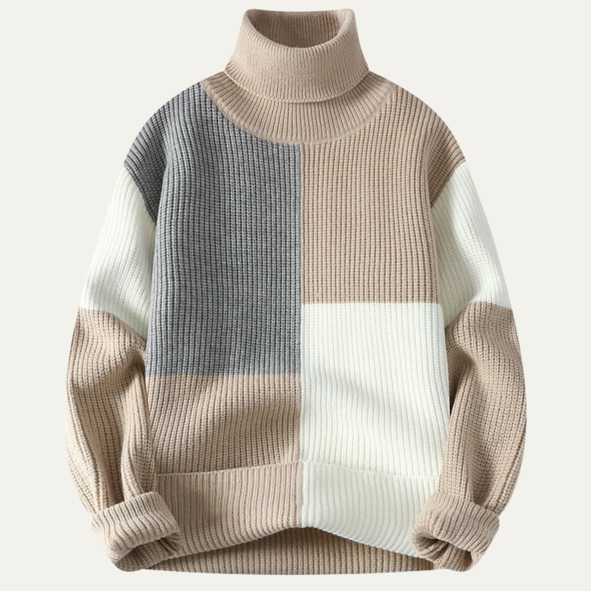 The Castelmola Men’s Knitted Colour Block Turtleneck Jumper