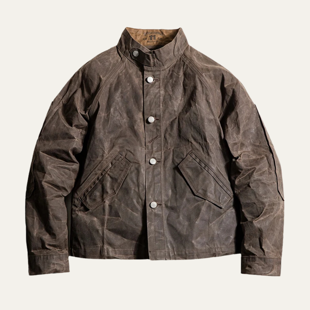 The Brescia Men’s Waterproof  Vintage Waxed Canvas Jacket with Stand Collar