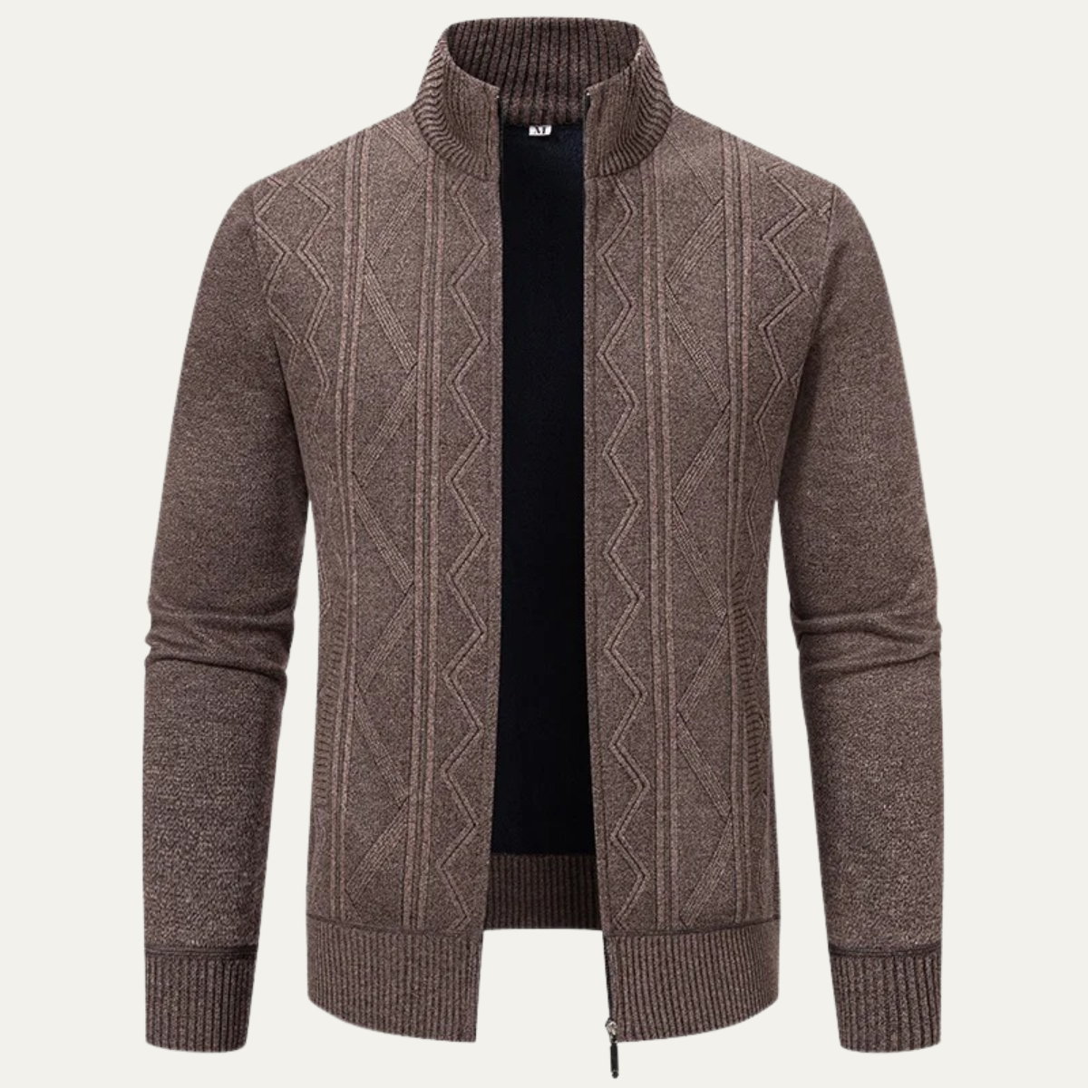 The Chianti Men’s High Neck Winter Zip Up Knit Cardigan