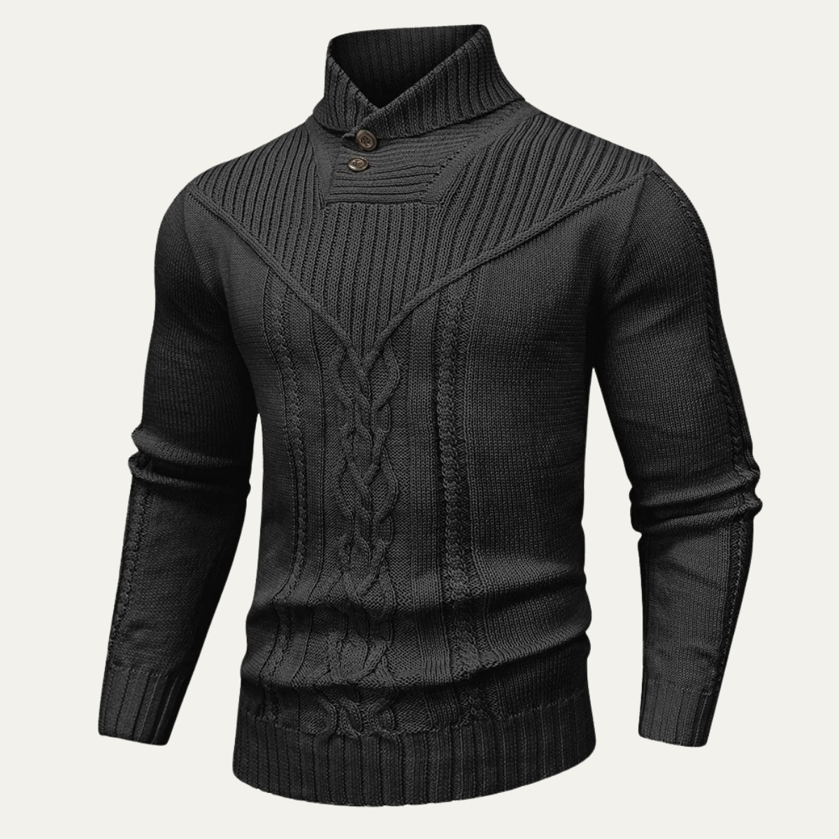 The Stockbridge Men’s Ribbed Knit Button Neck Winter Jumper