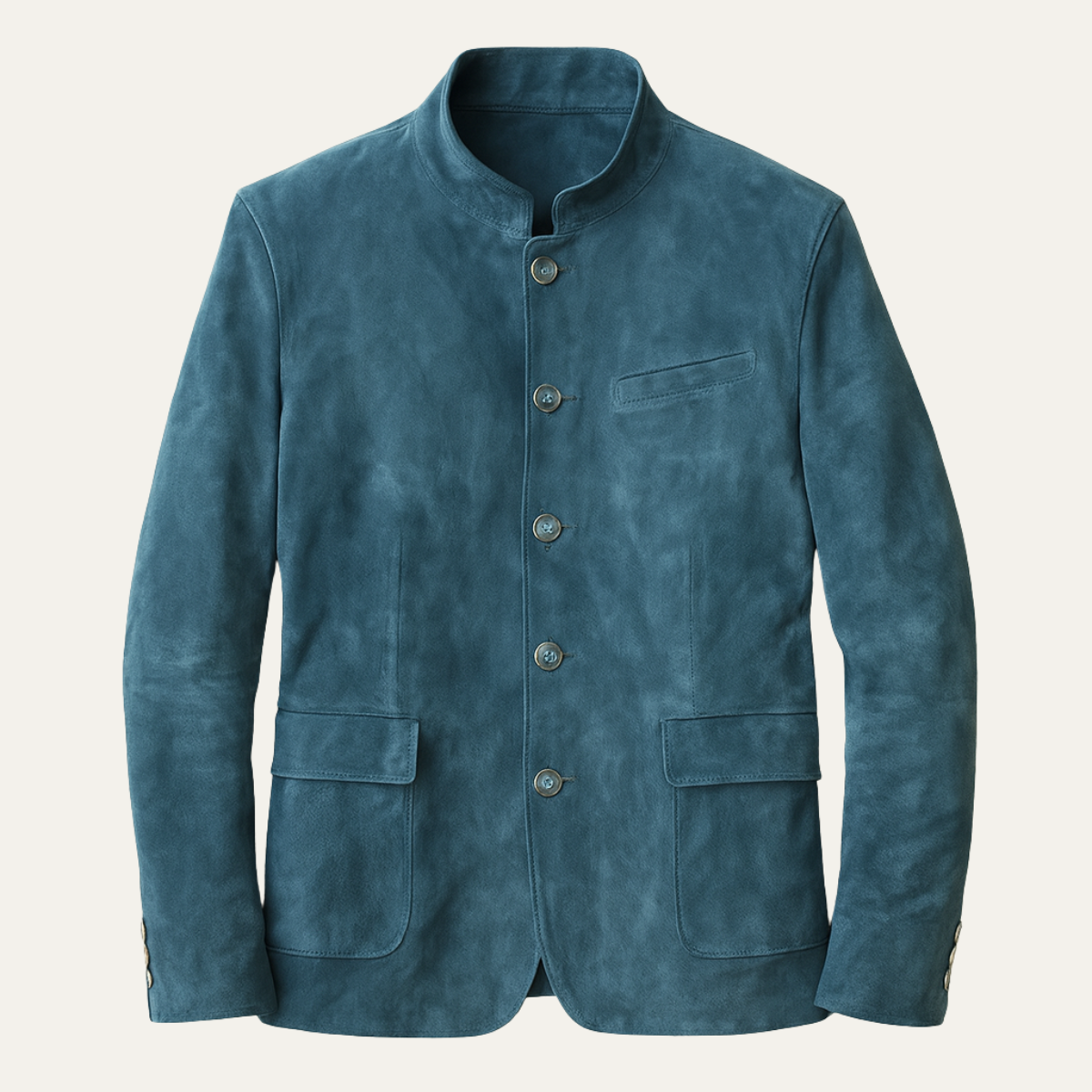 The Maranello Men’s Smart Stand Collar Button Up Suede Blazer Jacket