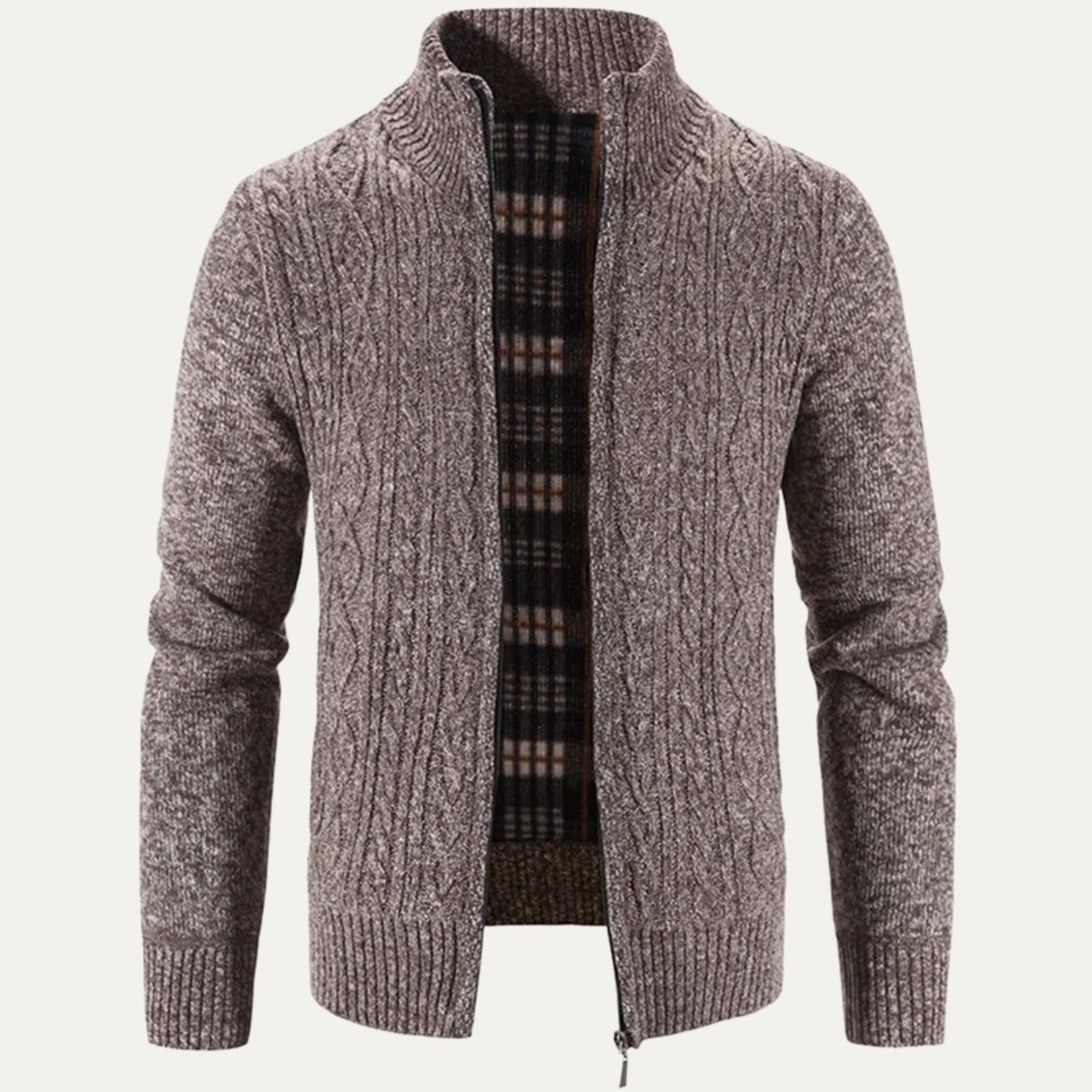 The Pienza Men’s Warm Fleece Zip Up Knit Jacket