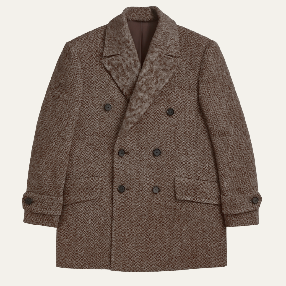 The Stratford Men’s Tailored Herringbone Wool Double Breasted Winter Jacket