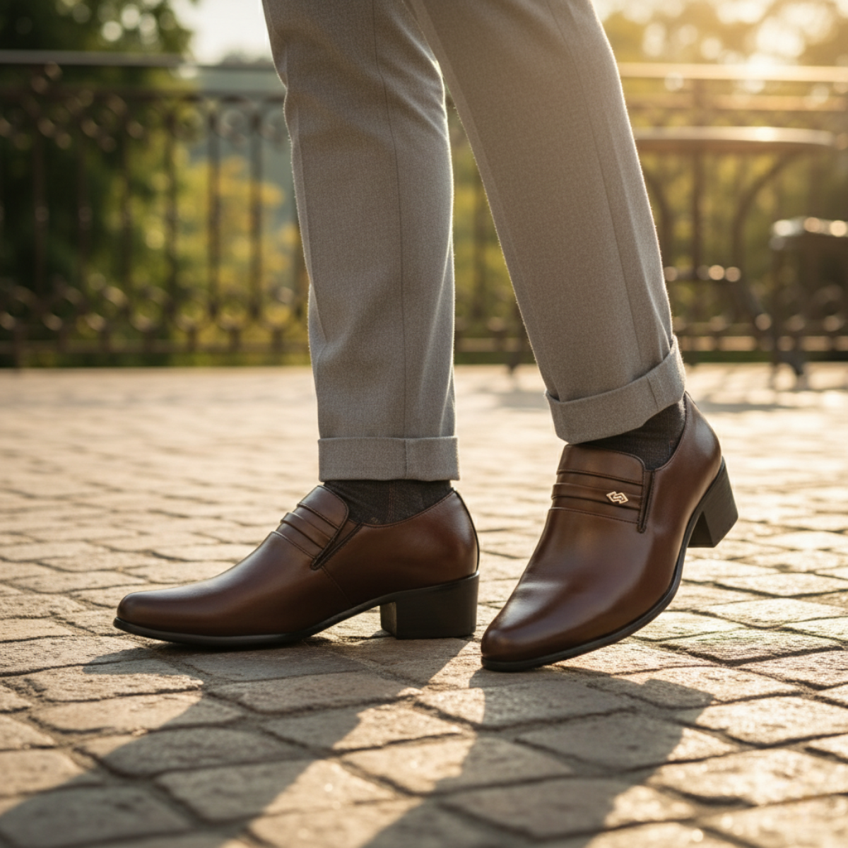 The Lazise Men’s Cuban Heel Dress Shoes – Leather Slip On Formal Loafers