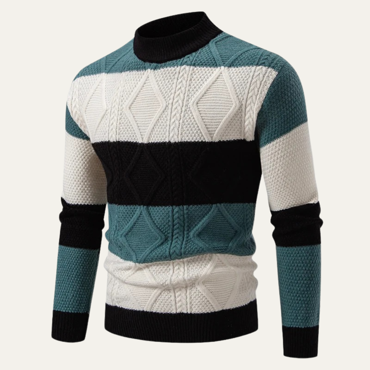 The San Candido Men’s Colour Block Patchwork Cable Knit Jumper