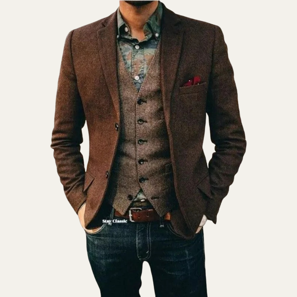 The Berwick Men’s Brown Smart Casual Tweed Blazer Coat