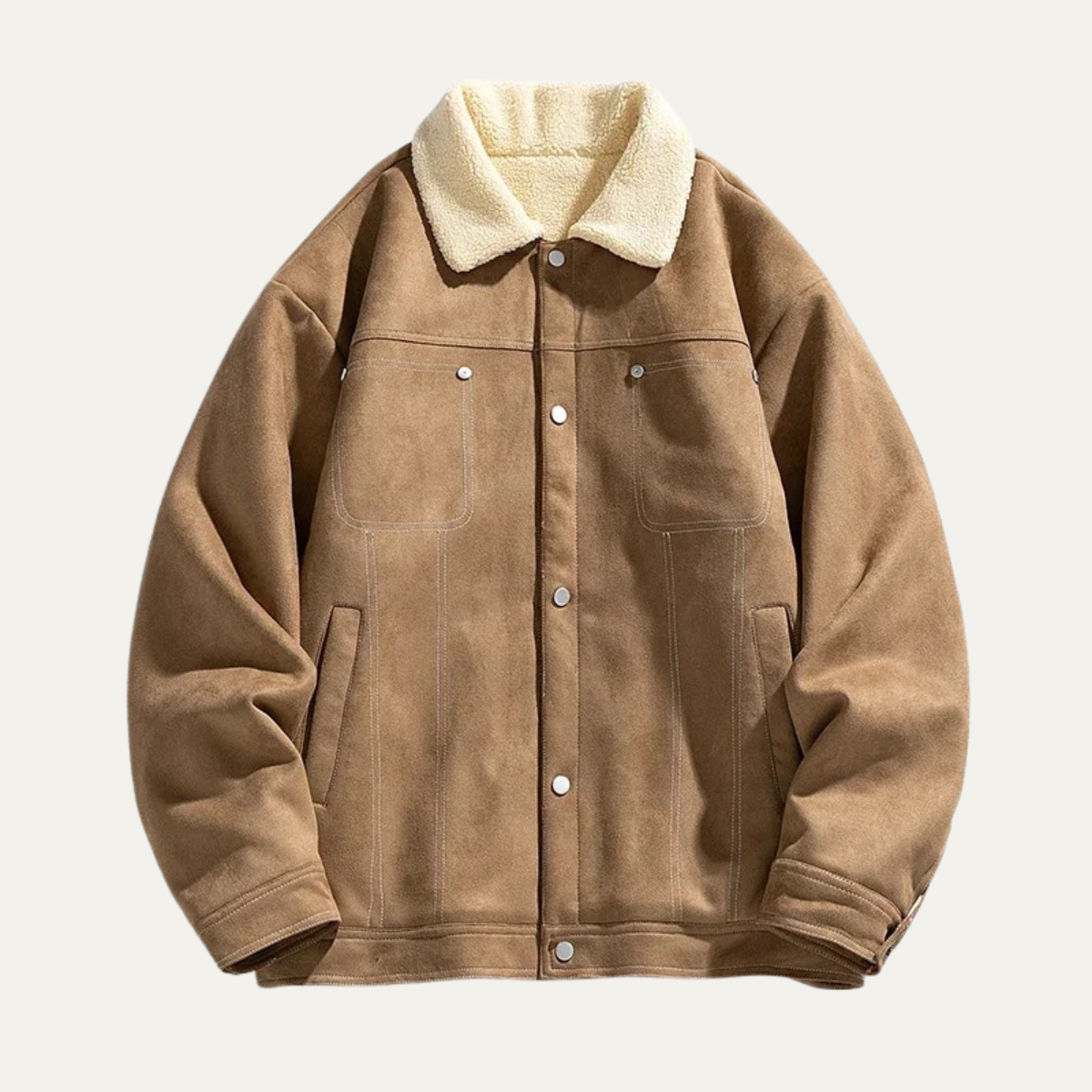 The Sicilia Men’s Fleece Lined Suede Sherpa Jacket with Shearling Collar